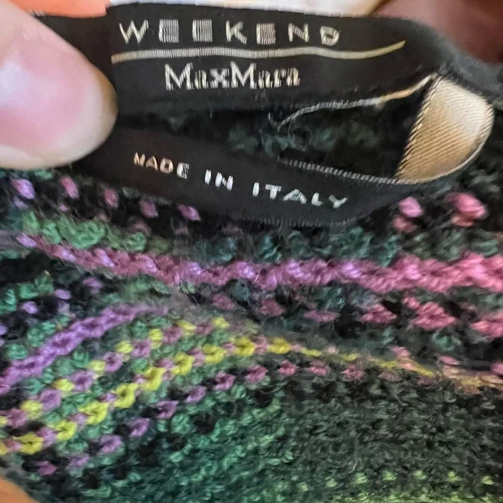 Vintage Y2K Max Mara Weekend Multicolor Plaid Intarsia Knit scarf black pink